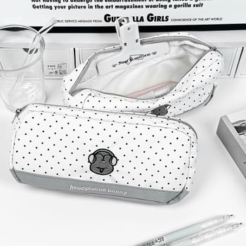 Pernica za olovke s dizajnom Polka Dot Ear Bunny, korejskog stila, platno materijal, univerzalno, IP licenca: nema