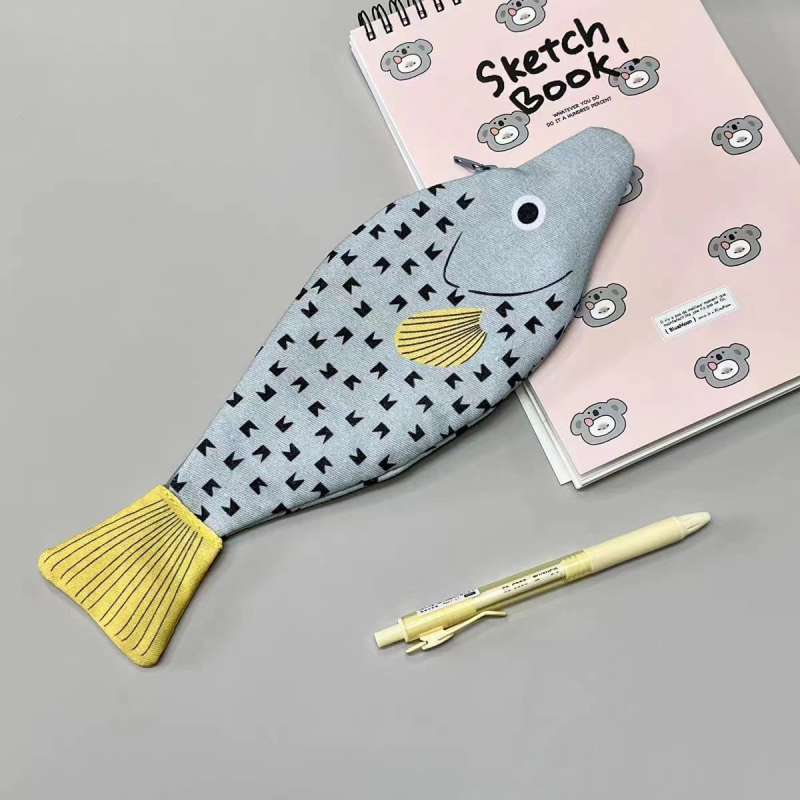 Olovka torbica s motivom grouper za učenike — platnena torbica, Joyful marka, materijal platno, opća namjena, opušten stil, bez IP autorizacije