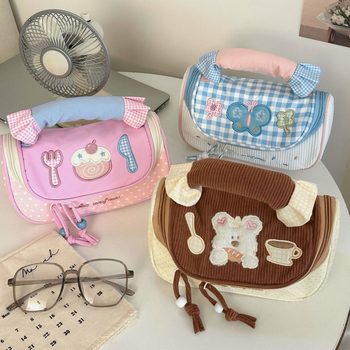 Несесер за моливи с макарон стил дизайн, голям капацитет, лек, платнен, корейски стил, за ученици