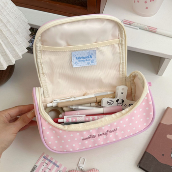 Несесер за моливи с макарон стил дизайн, голям капацитет, лек, платнен, корейски стил, за ученици