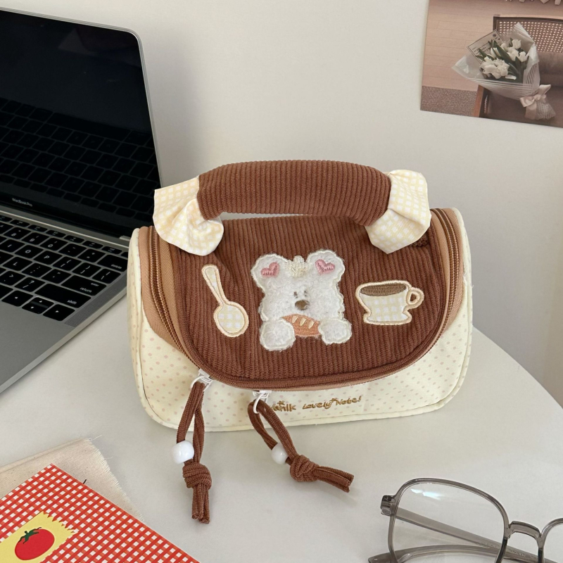 Несесер за моливи с макарон стил дизайн, голям капацитет, лек, платнен, корейски стил, за ученици