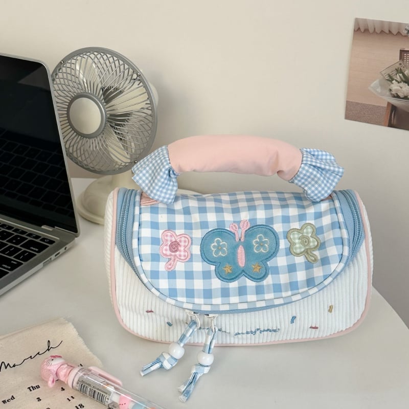 Несесер за моливи с макарон стил дизайн, голям капацитет, лек, платнен, корейски стил, за ученици