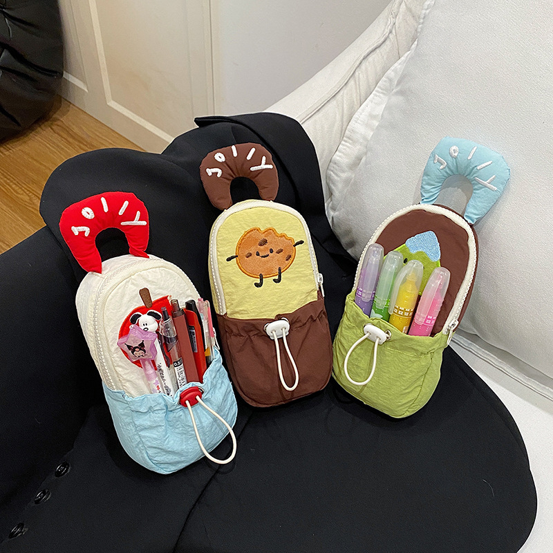 Пенал за моливи с вертикално отваряне - плат, унисекс, корейски стил