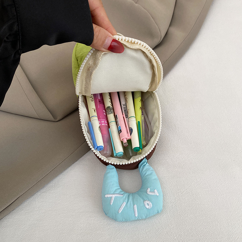 Пенал за моливи с вертикално отваряне - плат, унисекс, корейски стил