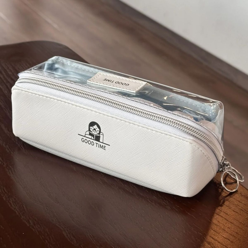 Несесер за моливи в корейски стил, двуслоен нейлонов калъф за ученици