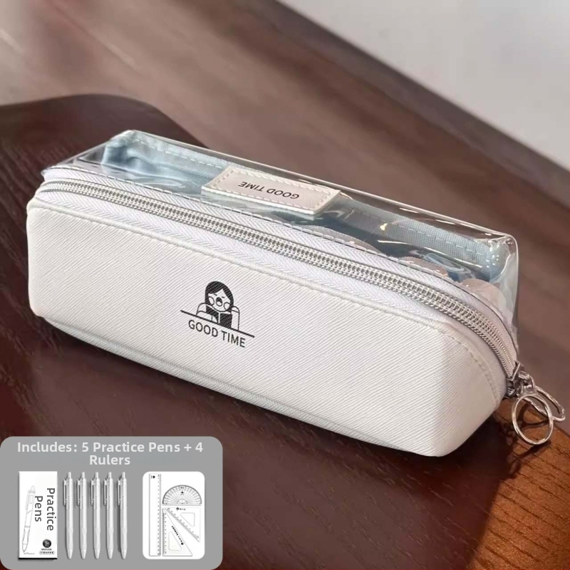 Несесер за моливи в корейски стил, двуслоен нейлонов калъф за ученици