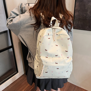 Rucsac cu imprimeu cățeluș, Unisex, Nailon, 20–35L, Potrivit pentru laptop 13 inch