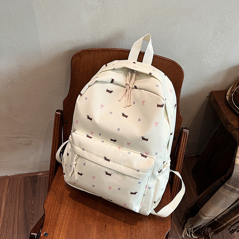 Rucsac cu imprimeu cățeluș, Unisex, Nailon, 20–35L, Potrivit pentru laptop 13 inch