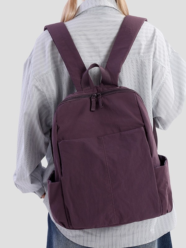 Unisex nylon ruksak, 20–35 L, kompatibilan s 12-inčnim prijenosnikom, zakrivljene naramenice, gradski minimalistički stil