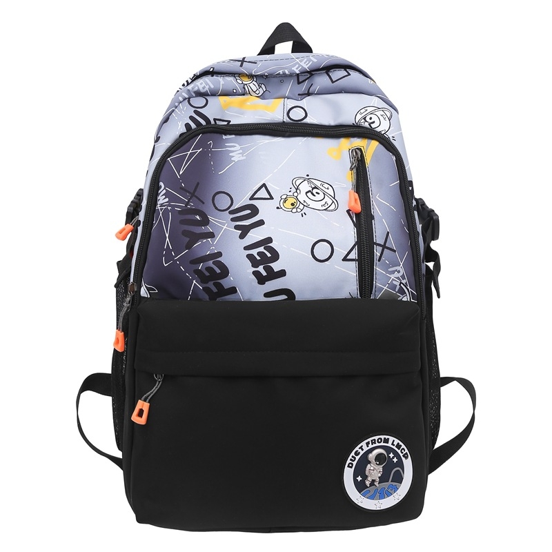 Ruksak Graffiti Kozmonaut za srednju školu – Unisex, Oxford platno, prozračan, vodootporan, lagan, zakrivljene naramenice, stil kampusa mladih