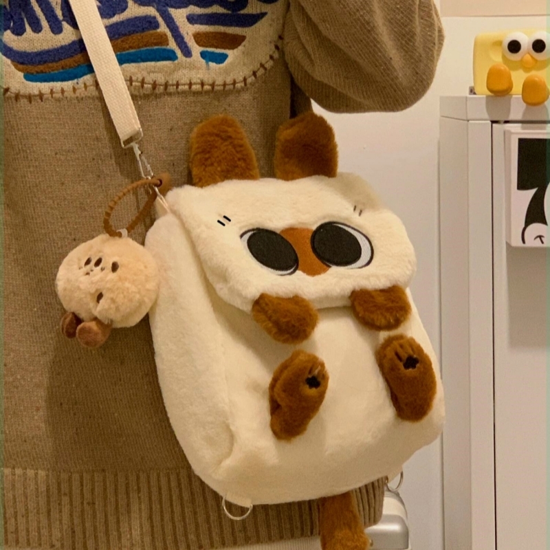 Rucsac pluș cu pisică Siamiană în stil japonez, purtare 3 în 1, primăvara 2025