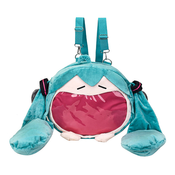 Hatsune Miku plišani ruksak s džepom za telefon, ulični stil, zatvarač, jesen 2024