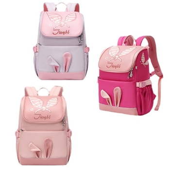 Meitenēm paredzēta skolas mugursoma no neilona, elpojoša, ūdensizturīga, antibakteriāla, ar izliektām plecu siksnām