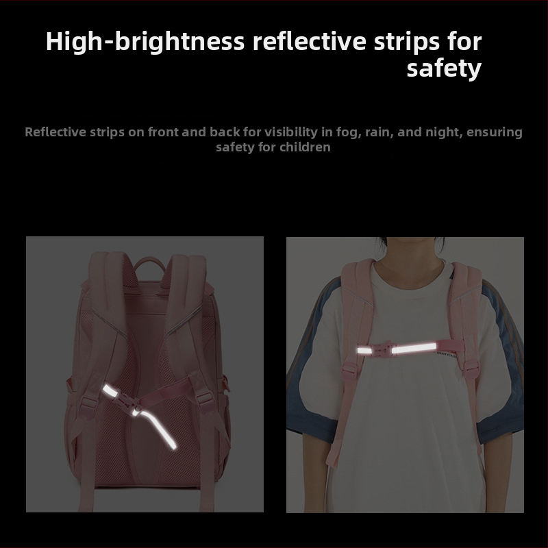 Meitenēm paredzēta skolas mugursoma no neilona, elpojoša, ūdensizturīga, antibakteriāla, ar izliektām plecu siksnām