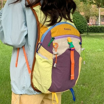 Lagani ruksak od Oxford tkanine, unisex, color-block dizajn, za putovanja, vožnju biciklom i školu, ergonomski zakrivljeni naramenice