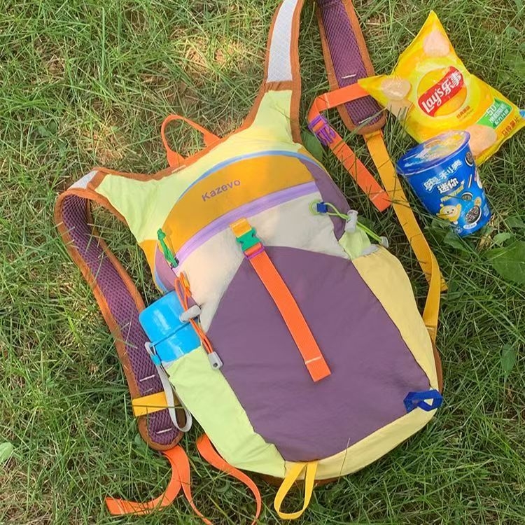 Lagani ruksak od Oxford tkanine, unisex, color-block dizajn, za putovanja, vožnju biciklom i školu, ergonomski zakrivljeni naramenice