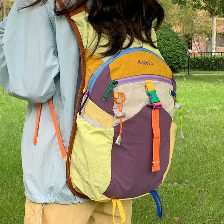 Lagani ruksak od Oxford tkanine, unisex, color-block dizajn, za putovanja, vožnju biciklom i školu, ergonomski zakrivljeni naramenice