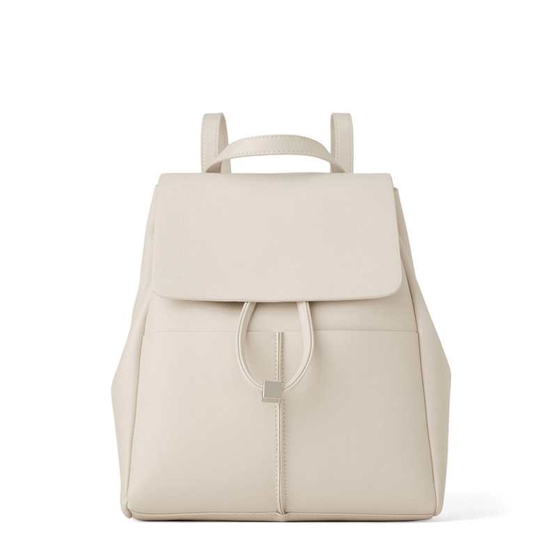Ženski ruksak – nišni casual putnički ruksak, korejski minimalistički stil, torba za laptop, europsko-američki retro stil (Materijal: PU; Podstava: PU; Način otvaranja: šnir s kopčom; Vanjska torba s poklopcem; Čvrstoća: srednje mek)