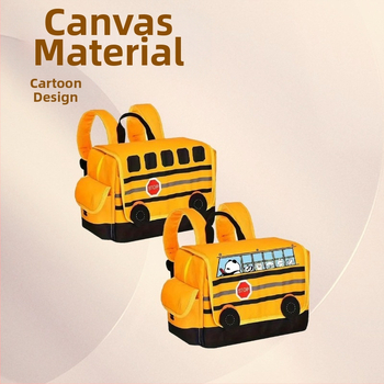 Bērnu skolas soma ar karikatūras skolbusa motīvu, no Oxford auduma, elpojoša un ūdensizturīga, ar gaisa spilvena siksnu, piemērota 5.–6. klasei