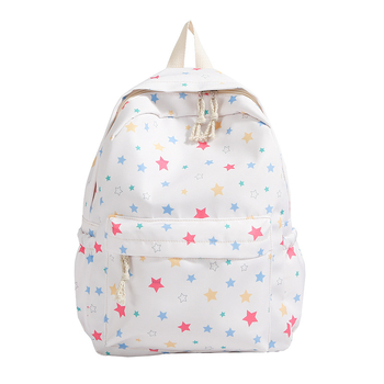 Mergaitėms skirta kuprinė su žvaigždžių spaudu, nailonas, didelė talpa, paminkštinti pečių dirželiai, mokyklos naudojimui