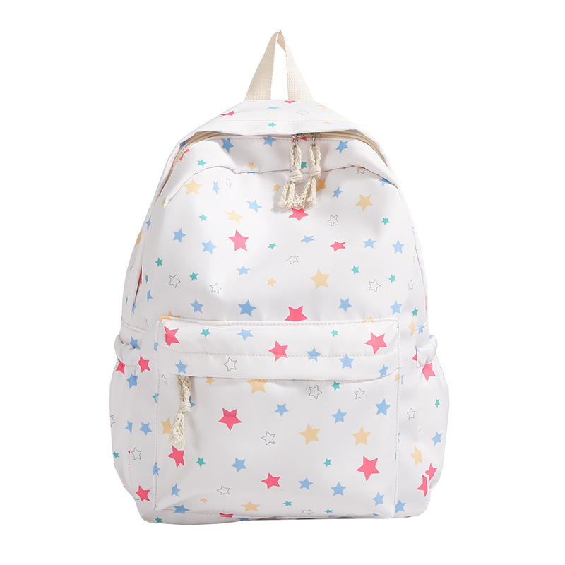 Mergaitėms skirta kuprinė su žvaigždžių spaudu, nailonas, didelė talpa, paminkštinti pečių dirželiai, mokyklos naudojimui