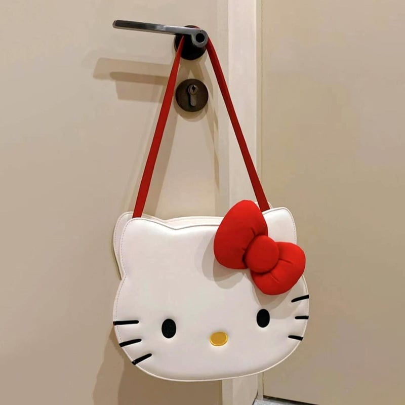 Crossbody ruksak s KT Cat motifom, japanskog stila nišni dizajn, PU materijal, kaiš s zračnim jastukom, kapacitet ispod 20 L, vodootporan