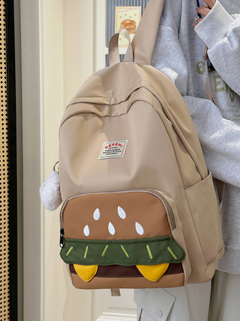 Hamburgerio formos kuprinė mergaitėms, Oxford audinys, kvėpuojanti, atspari vandeniui, ultralengva, išsiplečianti