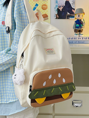 Hamburgerio formos kuprinė mergaitėms, Oxford audinys, kvėpuojanti, atspari vandeniui, ultralengva, išsiplečianti