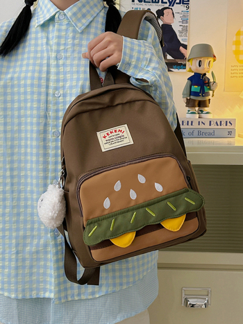 Hamburgerio formos kuprinė mergaitėms, Oxford audinys, kvėpuojanti, atspari vandeniui, ultralengva, išsiplečianti