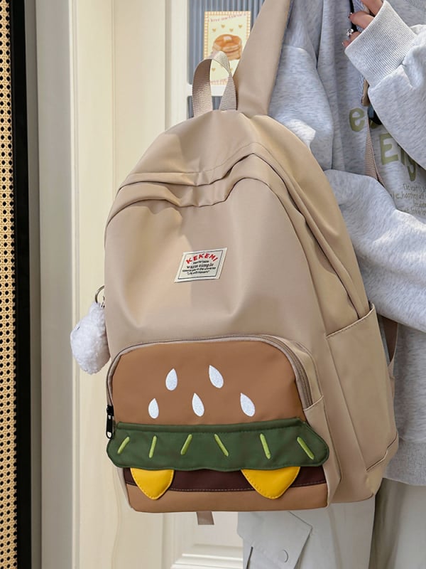 Hamburgerio formos kuprinė mergaitėms, Oxford audinys, kvėpuojanti, atspari vandeniui, ultralengva, išsiplečianti