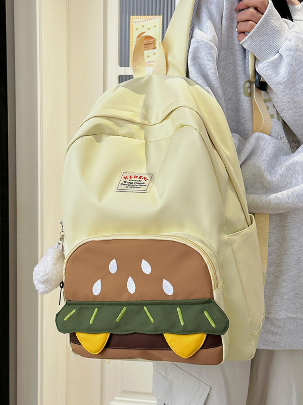 Hamburgerio formos kuprinė mergaitėms, Oxford audinys, kvėpuojanti, atspari vandeniui, ultralengva, išsiplečianti