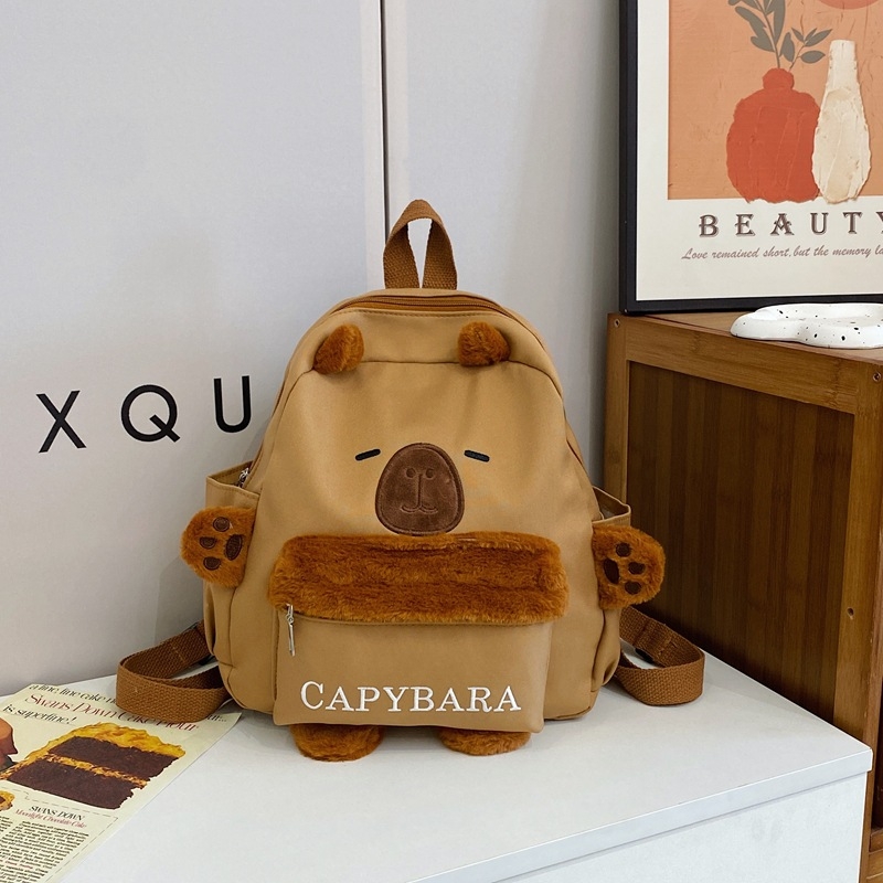 Capybara ruksak – Životinjski uzorak, Platno, Prozračan, Zakrivljene naramenice, Kapacitet do 20 L