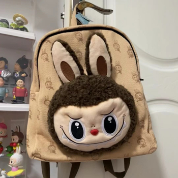 Unisex ruksak od plišane lutke s anime uzorkom, najlon, kapacitet 20–35 L, podstava z poliesteru, zakrivljene ramene trake