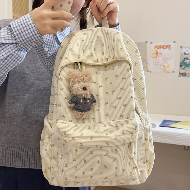 Unisex Corduroy ruksak za školu — kapacitet 20–35 L, za 12-inčni laptop, za školu