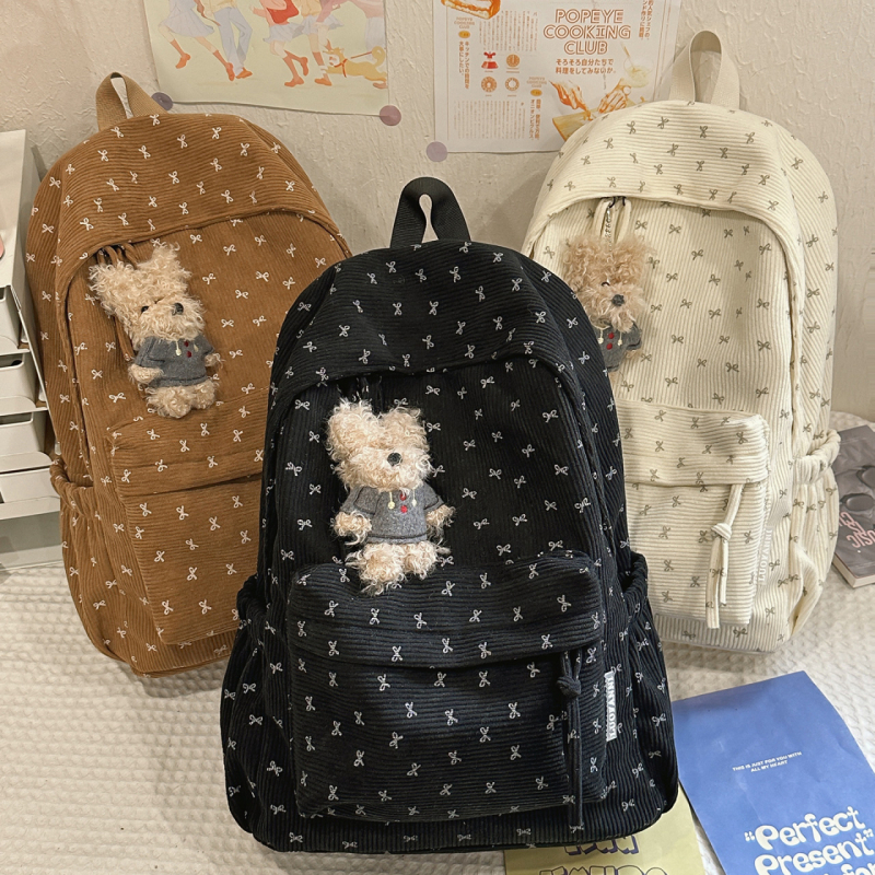 Unisex Corduroy ruksak za školu — kapacitet 20–35 L, za 12-inčni laptop, za školu