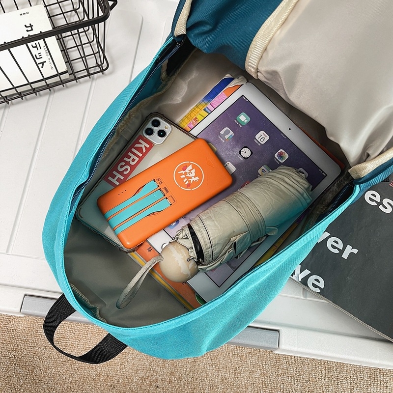 Unisex platneni ruksak, kapacitet 36–55 L, vodootporan, pogodan za 16-inčni laptop, uzorak s slovima, naramenice s jastukom zraka, korejski fakultetski stil