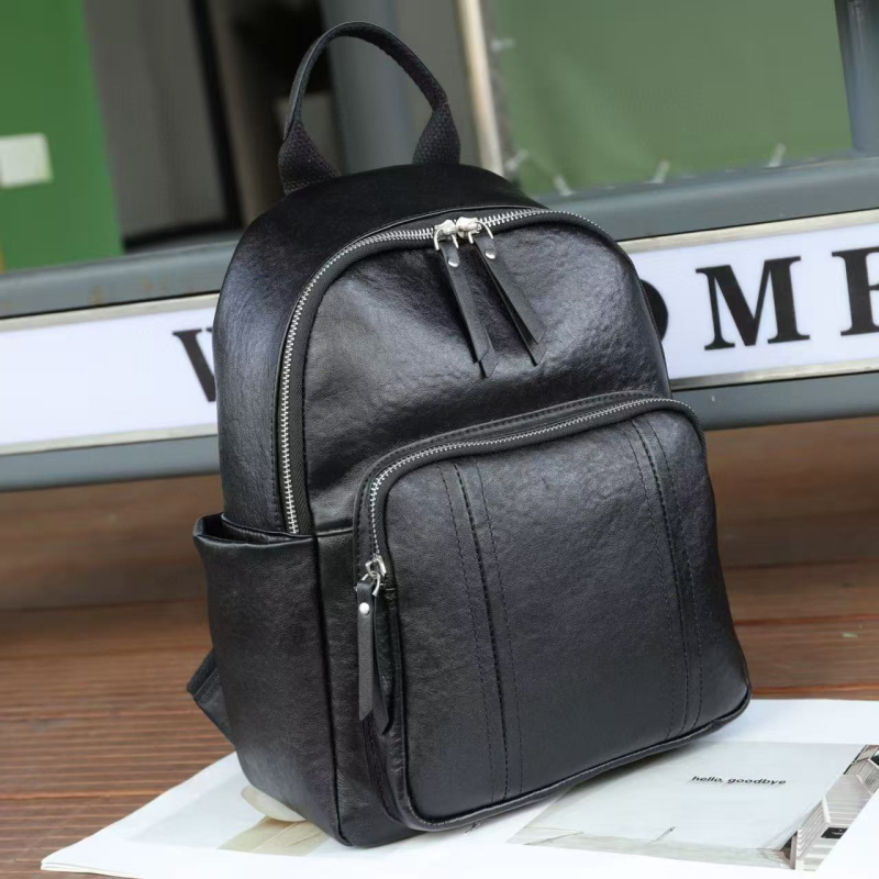 Ruksak od prave kože, stil za slobodno vrijeme i putovanje, velik kapacitet, unutarnji džepovi: zatvarač, džep za telefon, džep za dokumente