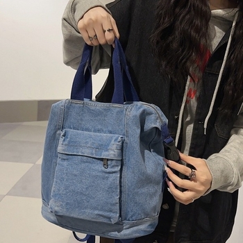 Prani džins ruksak, unisex, kapaciteta 20–35 L, pogodan za 10-inčni prijenosnik, poliester podstava, zakrivljene naramenice