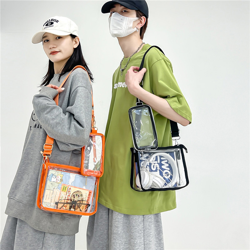 Muška PVC crossbody torbica, prozračna, bez podstave, za slobodno vrijeme putovanja