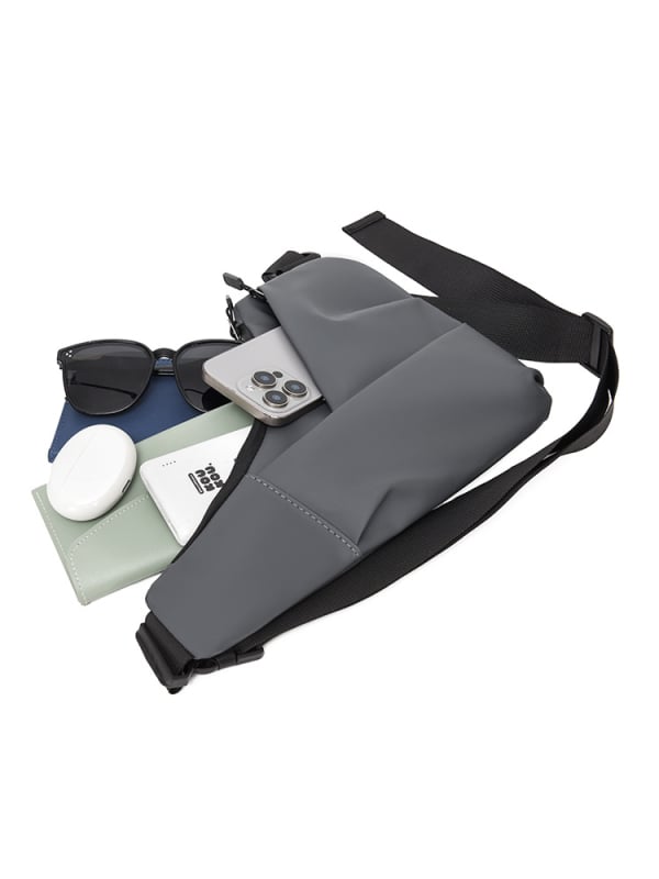 Muška crossbody torba s membranom, vodootporna, dizajn smanjenog opterećenja, jednobojni uzorak, poliester podstava, proljeće 2024, za slobodno vrijeme