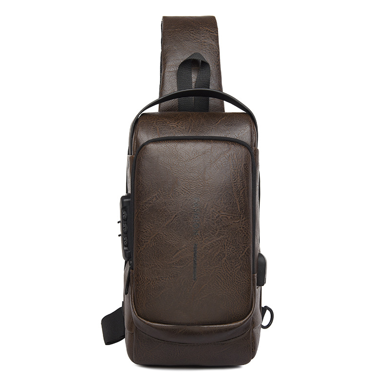 Muška crossbody torba od PU kože, Race, zaštita od krađe, USB priključak, vodootporna.