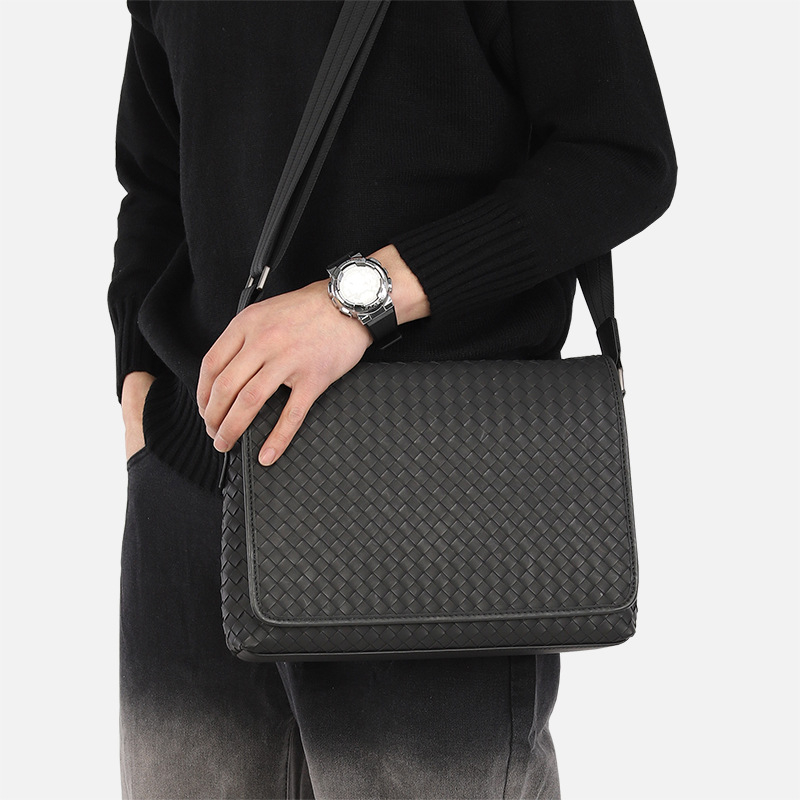 Muška crossbody torba s punim preklopom, messenger torba za rame, ručno pletena