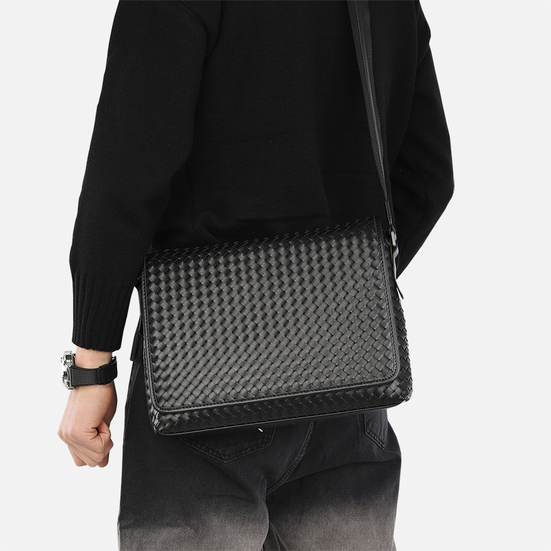 Muška crossbody torba s punim preklopom, messenger torba za rame, ručno pletena