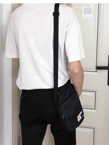 Férfi válltáska - utcai stílus, vászon anyag, poliészter bélés, betűs minta