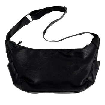 Geantă crossbody pentru bărbați - piele PU, formă ovală, închidere cu fermoar, buzunar intern cu fermoar, curea de umăr