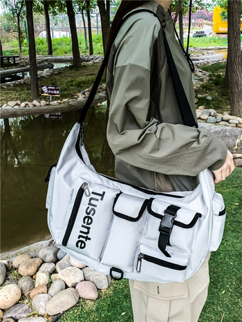 Muška crossbody torba, ulični stil, Oxford tkanina, otporna na habanje, uzorak s slovom, podstava od poliestera (Dnevna upotreba)
