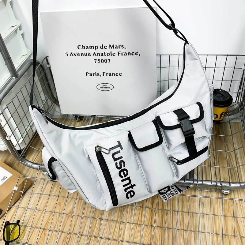 Muška crossbody torba, ulični stil, Oxford tkanina, otporna na habanje, uzorak s slovom, podstava od poliestera (Dnevna upotreba)