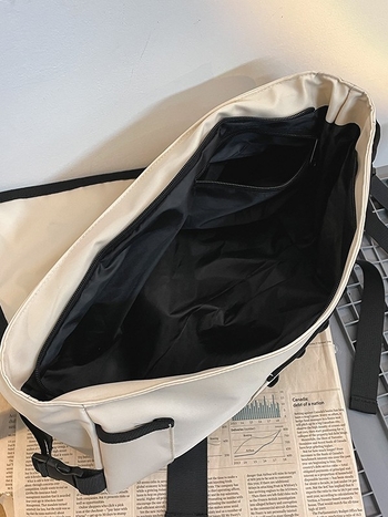Unisex crossbody torba od prozračnog poliestera, jednobojna boja, podstava od poliestera, casual radni stil, izdanje jesenske 2025, za svakodnevnu upotrebu.