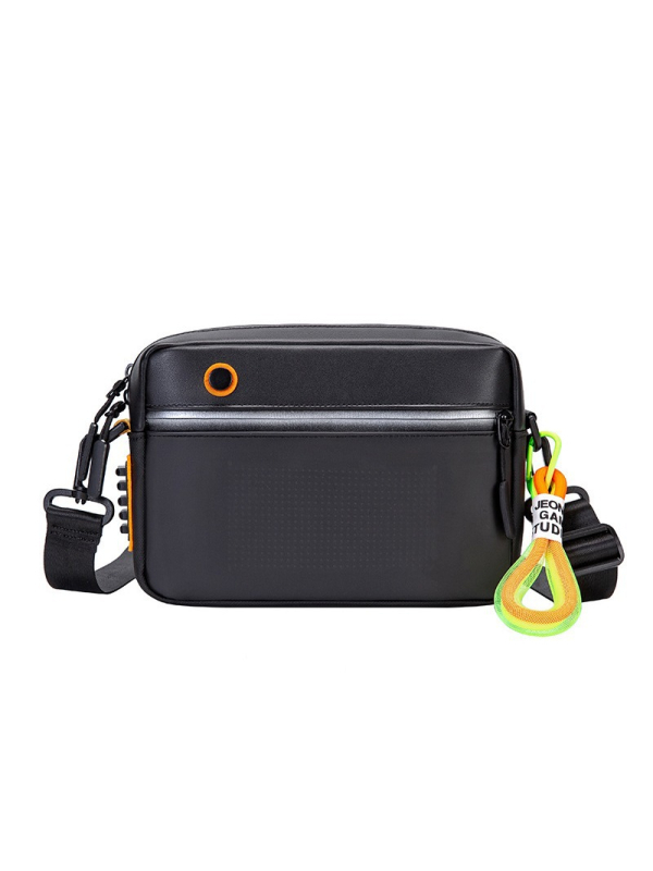 Muška PU crossbody torba s USB sučeljem, vodootporna i otporna na habanje, s uzorkom slova
