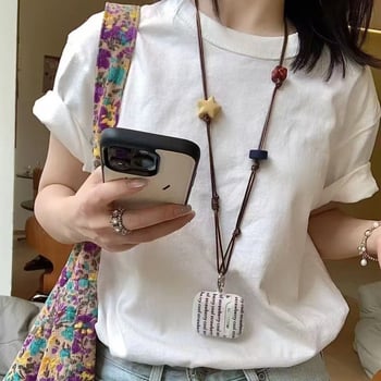 Mobiltelefon-nyakpánt — Star Retro olajos viaszos zsinór, magas rugalmasságú pamut, fém csat